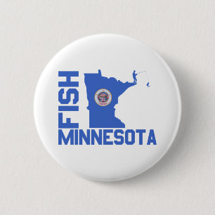 Fish Minnesota State Outline 6 Cm Round Badge