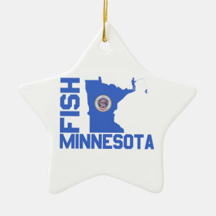 Fish Minnesota State Outline Ceramic Ornament