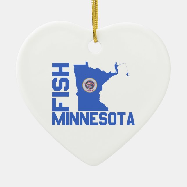 Fish Minnesota State Outline Ceramic Tree Decoration (Front)