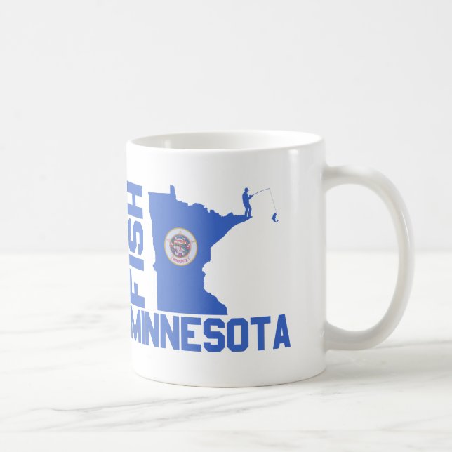 Fish Minnesota State Outline Coffee Mug (Right)
