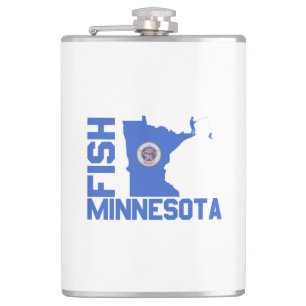 Fish Minnesota State Outline Hip Flask