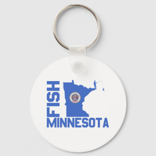 Fish Minnesota State Outline Key Ring