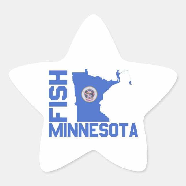 Fish Minnesota State Outline Star Sticker (Front)