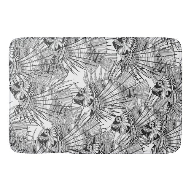 fish mirage black white bath mat (Front)