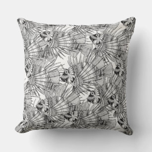 fish mirage black white cushion