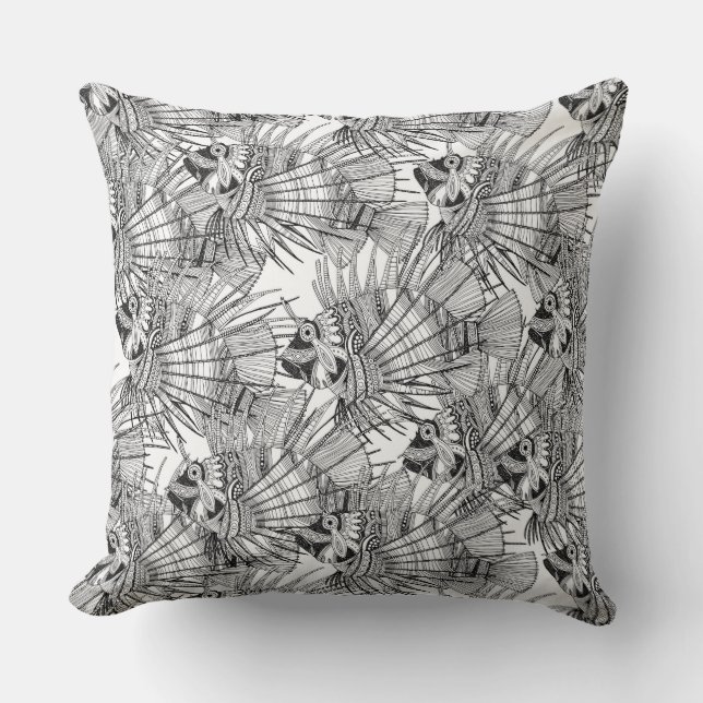 fish mirage black white cushion (Front)