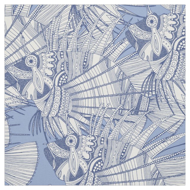 fish mirage blue fabric (Swatch)