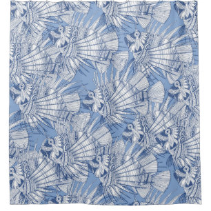 fish mirage blue shower curtain