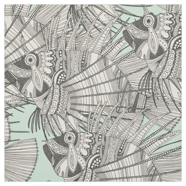 fish mirage teal fabric (Swatch)