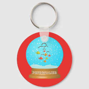 Fish mobile snow globe keychain