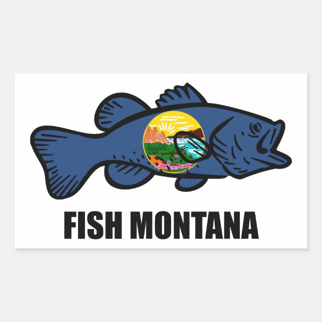 Fish Montana Bass Rectangular Sticker (Front)