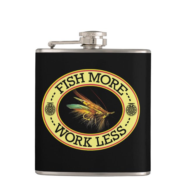 FISH MORE Salmon Fly Fishing Hip Flask (Front)