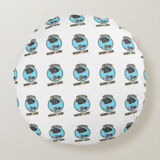 Fish More Worry Less Round Cushion