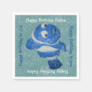 Fish n Bubbles (blue) Napkin