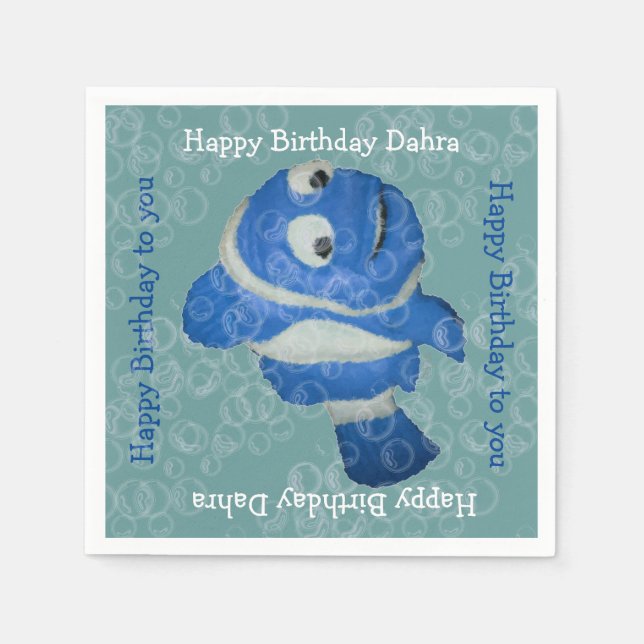 Fish n Bubbles (blue) Napkin (Front)