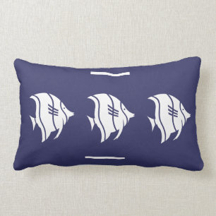 fish navy blue white PILLOW coastal living