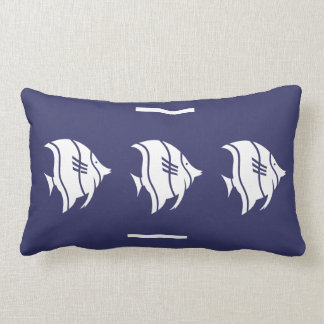 fish navy blue white PILLOW coastal living