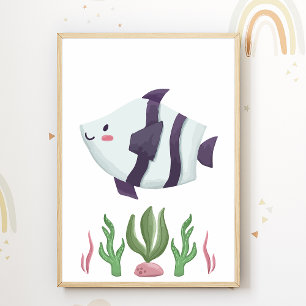 Fish Nursery Poster Sea Animal Kids Room Decor