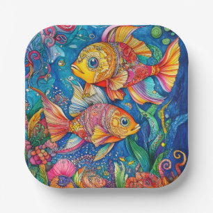 Fish Ocean Whimsical 8 Paper Plate