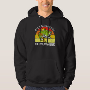 Fish Oclock Time To Fish Vintage Bass Fishing For  Hoodie