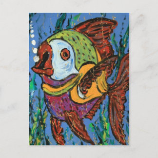 Fish on a plate postcard