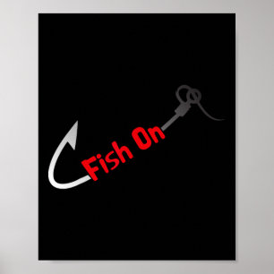 Fish On Fisherman B Fish Fishing Hook Joke Funny Q Poster