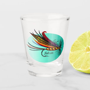 fish on (fly) shot glass