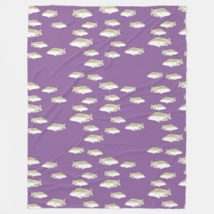 Fish on purple fleece blanket
