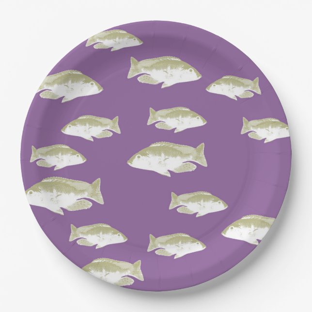 Fish on purple paper plate (Front)