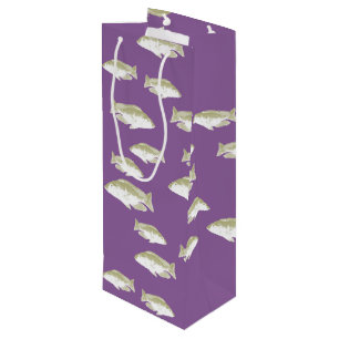 Fish on purple wine gift bag