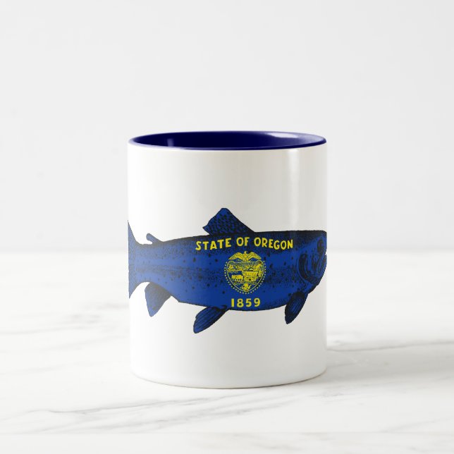 Fish Oregon Trout Two-Tone Coffee Mug (Center)