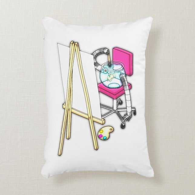 Fish Painter ("Water Colour") -  Decorative Cushion (Front(Vertical))