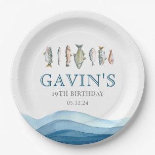 Fish paper plates, fish birthday decorations plate