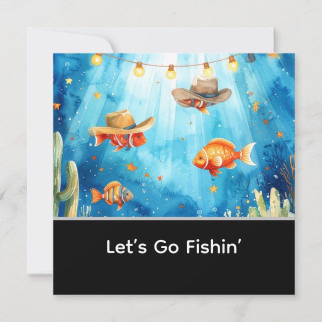 Fish Party Texas themed  Invitation (Front)