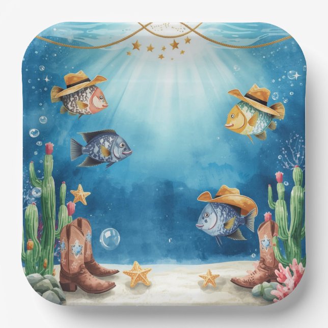 Fish Party Texas themed  Paper Plate (Front)