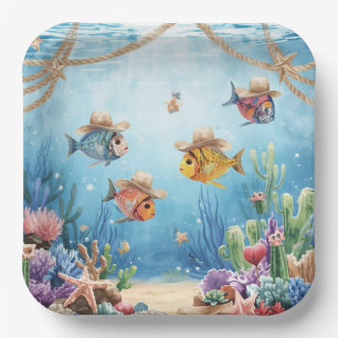 Fish Party Texas themed Paper Plate