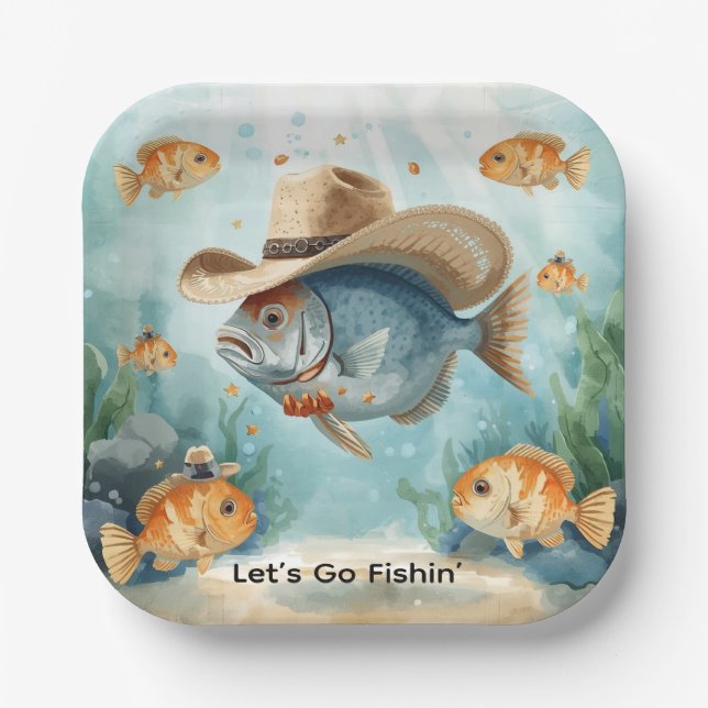Fish Party Texas themed  Paper Plate (Front)