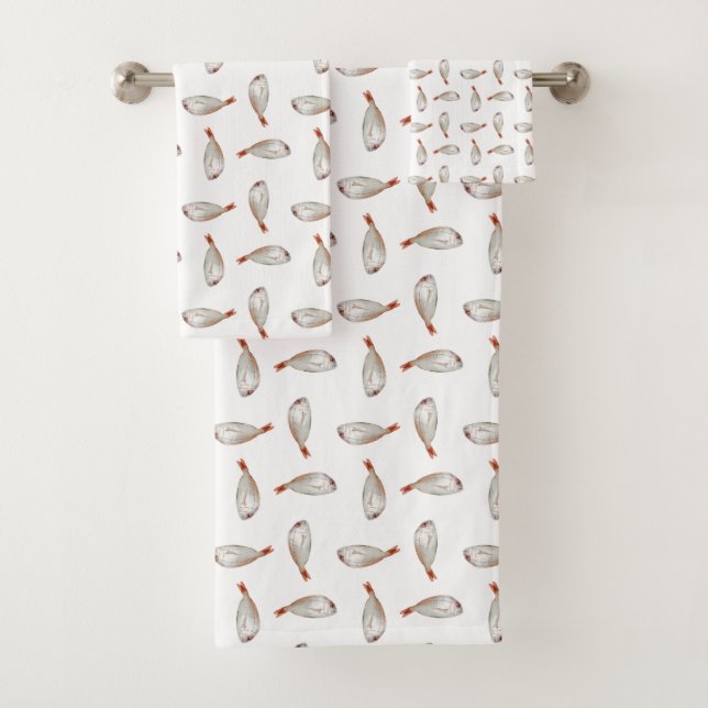 Fish pattern bath towel set (Insitu)