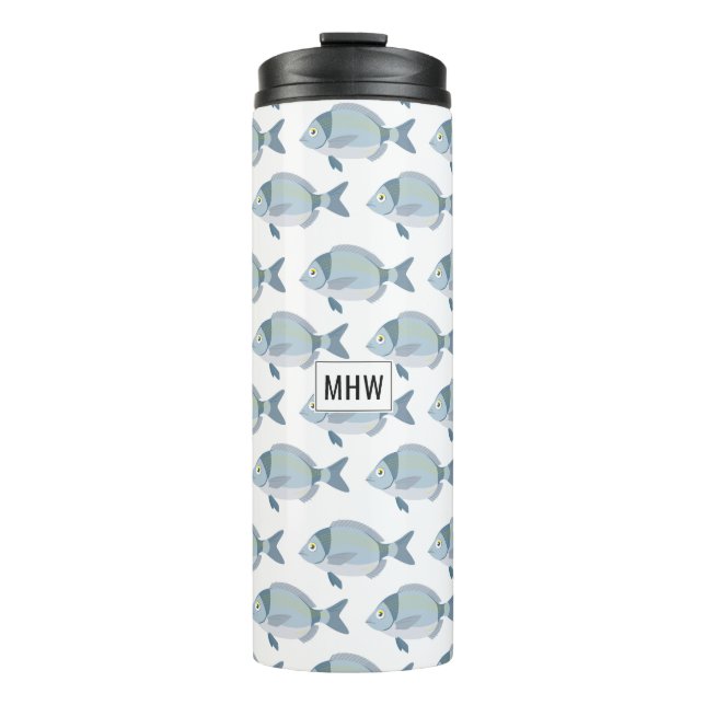Fish Pattern custom monogram tumbler (Front)