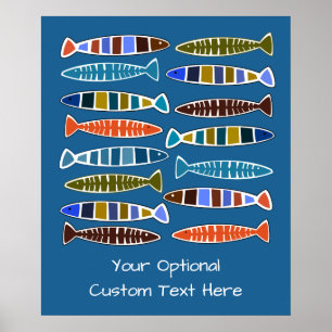 Fish Pattern custom text & color poster