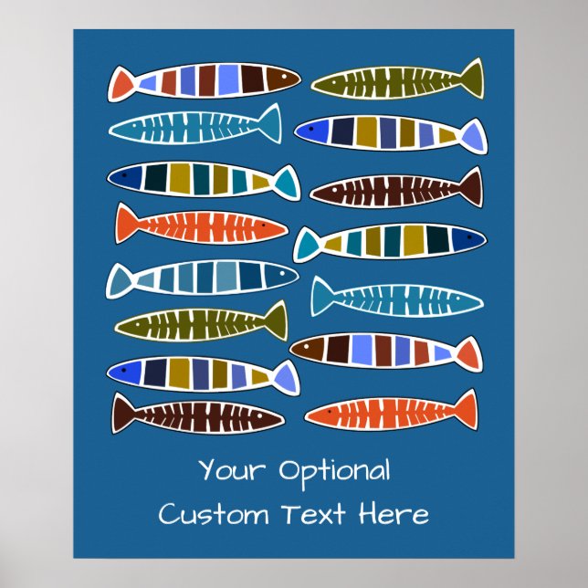 Fish Pattern custom text & color poster (Front)
