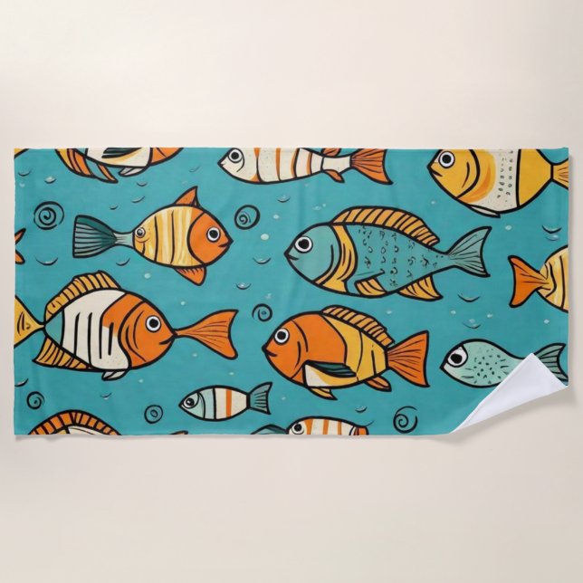 Fish pattern gift ideas beach towel (Front)