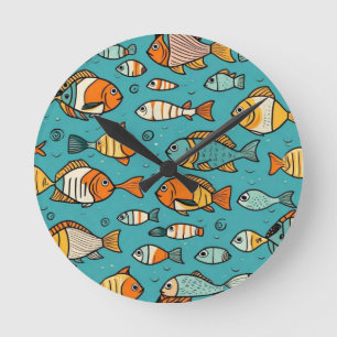 Fish pattern gift ideas round clock