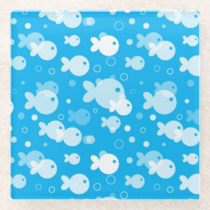 fish pattern glass coaster