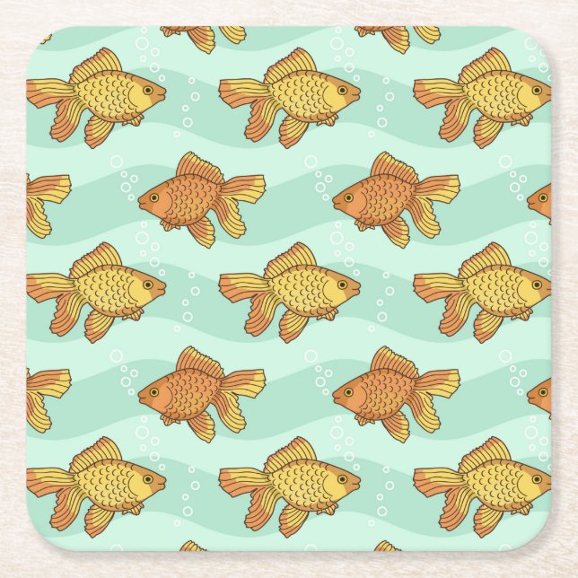 Fish-pattern Square Paper Coaster (Front)
