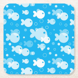 fish pattern square paper coaster