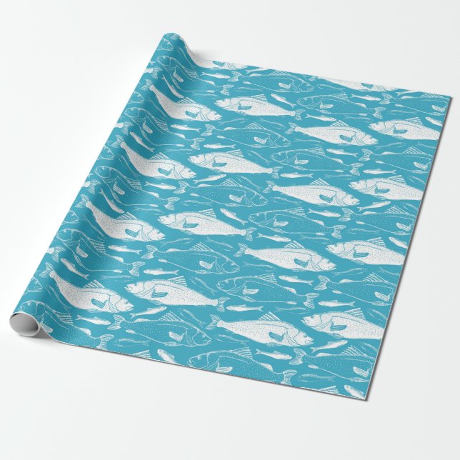 Fish Pattern Wrapping Paper (Unrolled)