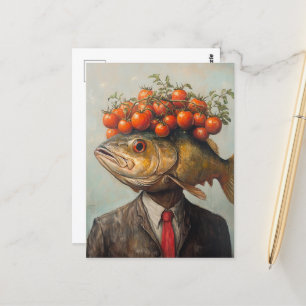 Fish Person with Tomatoes on His Head Postcard