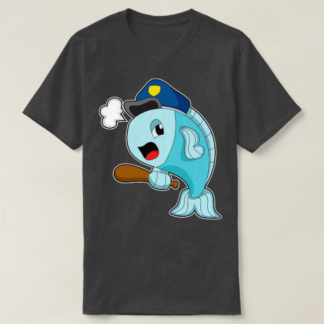 Fish Police Officer Police Hat  T-Shirt (Design Front)