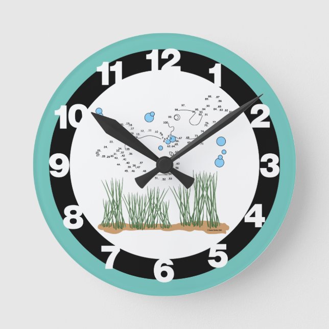 Fish Pond Connect The Dots Round Clock (Front)
